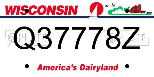Q37778Z Wisconsin License Plate