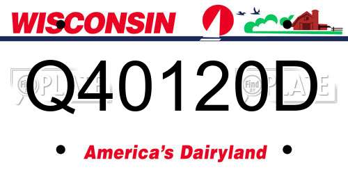 Q40120D Wisconsin License Plate