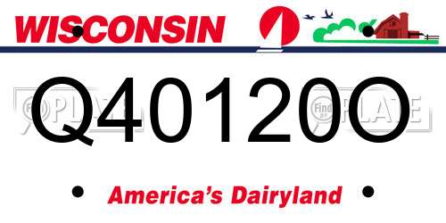 Q40120O Wisconsin License Plate