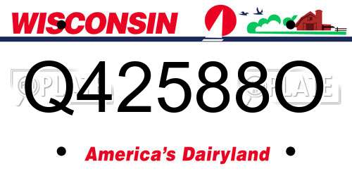 Q42588O Wisconsin License Plate