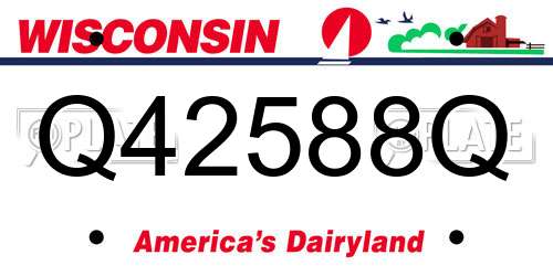 Q42588Q Wisconsin License Plate