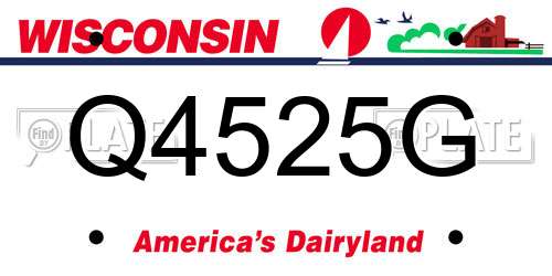 Q4525G Wisconsin License Plate