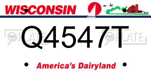 Q4547T Wisconsin License Plate