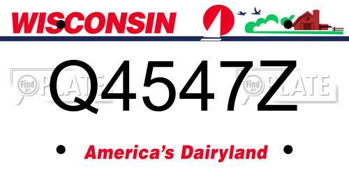Q4547Z Wisconsin License Plate