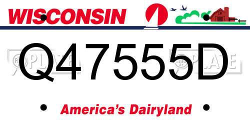 Q47555D Wisconsin License Plate