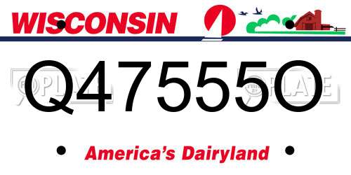 Q47555O Wisconsin License Plate