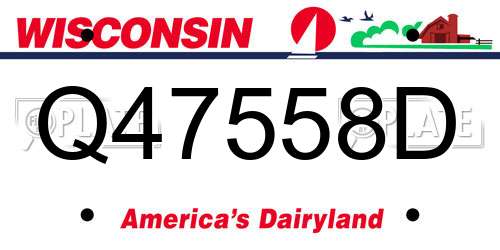 Q47558D Wisconsin License Plate