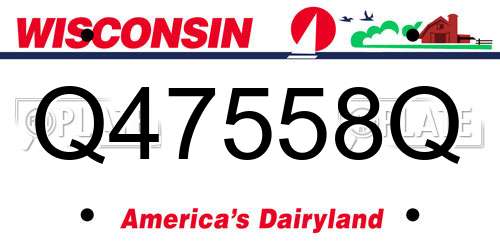 Q47558Q Wisconsin License Plate