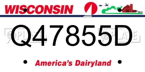 Q47855D Wisconsin License Plate