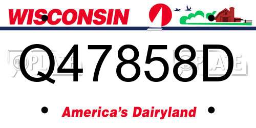 Q47858D Wisconsin License Plate