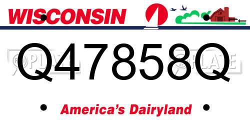 Q47858Q Wisconsin License Plate