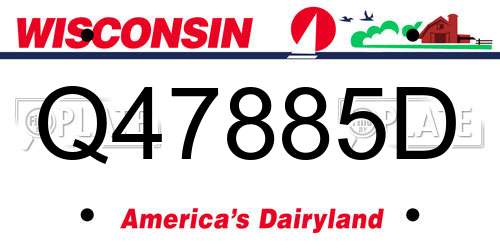 Q47885D Wisconsin License Plate