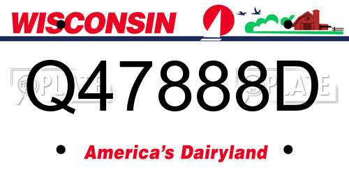 Q47888D Wisconsin License Plate