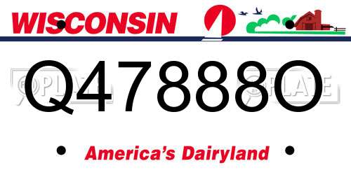 Q47888O Wisconsin License Plate