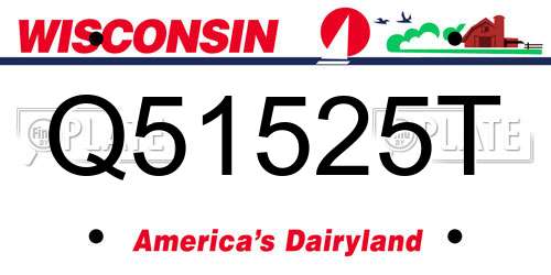 Q51525T Wisconsin License Plate
