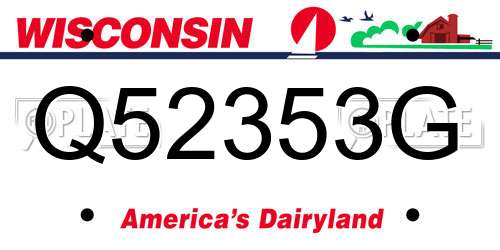 Q52353G Wisconsin License Plate