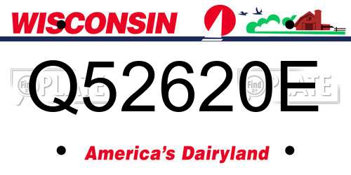 Q52620E Wisconsin License Plate