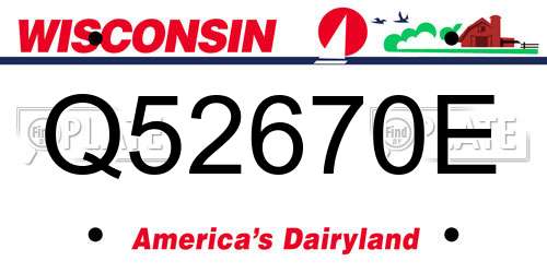 Q52670E Wisconsin License Plate