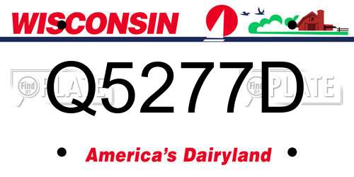 Q5277D Wisconsin License Plate