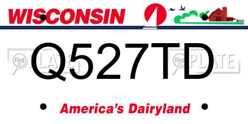 Q527TD Wisconsin License Plate