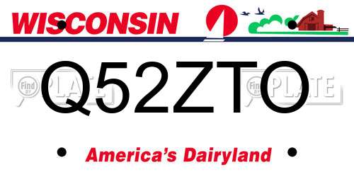 Q52ZTO Wisconsin License Plate