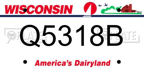 Q5318B Wisconsin License Plate