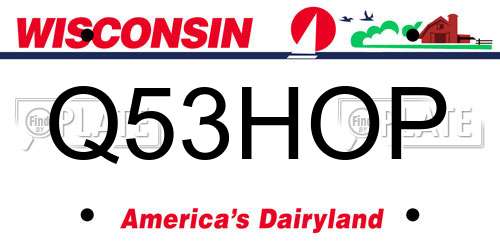 Q53HOP Wisconsin License Plate