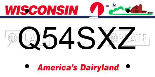 Q54SXZ Wisconsin License Plate