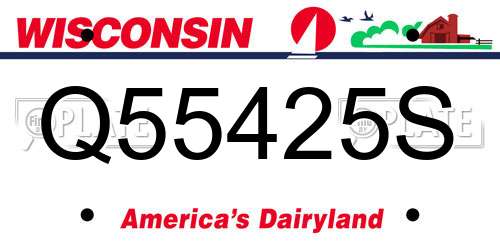Q55425S Wisconsin License Plate