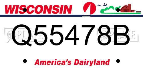 Q55478B Wisconsin License Plate