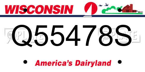 Q55478S Wisconsin License Plate