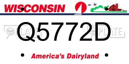 Q5772D Wisconsin License Plate