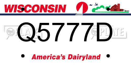 Q5777D Wisconsin License Plate