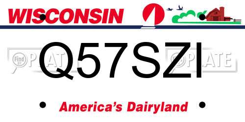 Q57SZI Wisconsin License Plate