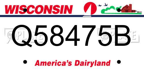 Q58475B Wisconsin License Plate
