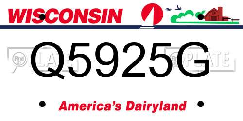Q5925G Wisconsin License Plate