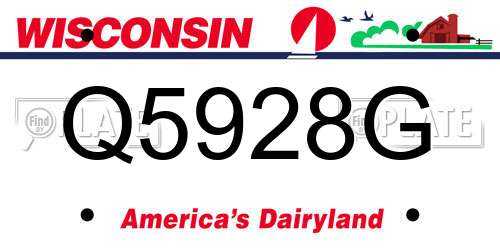 Q5928G Wisconsin License Plate