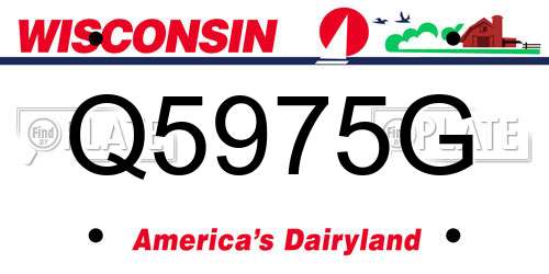 Q5975G Wisconsin License Plate