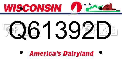 Q61392D Wisconsin License Plate