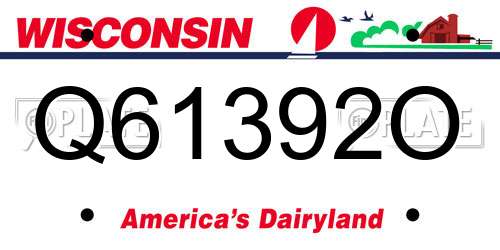 Q61392O Wisconsin License Plate