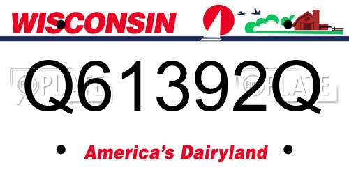 Q61392Q Wisconsin License Plate
