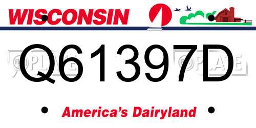 Q61397D Wisconsin License Plate
