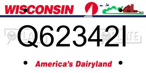 Q62342I Wisconsin License Plate