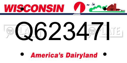 Q62347I Wisconsin License Plate