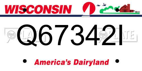 Q67342I Wisconsin License Plate