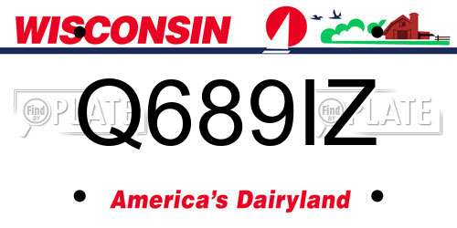 Q689IZ Wisconsin License Plate