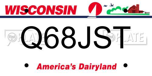 Q68JST Wisconsin License Plate