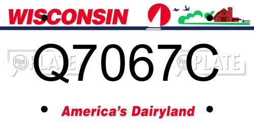 Q7067C Wisconsin License Plate
