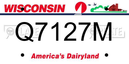 Q7127M Wisconsin License Plate