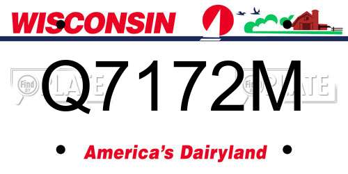 Q7172M Wisconsin License Plate